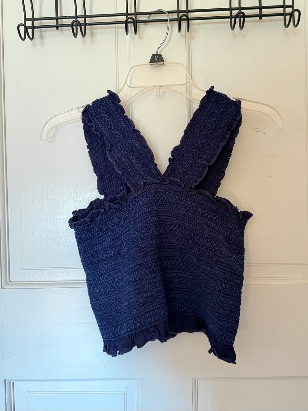 Lulu's Navy Smocked Ruffle Strap Tank - Picture 2 of 2